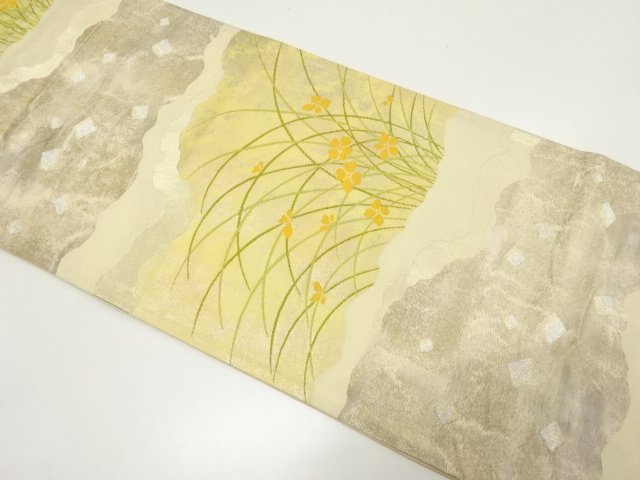 JAPANESE KIMONO / FUKURO OBI / WOVEN MIST & FLOWER